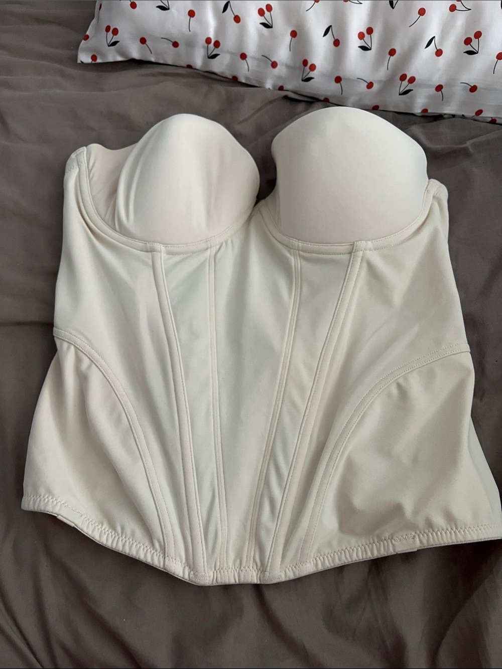 Strapless Longline Bustier Bandeau in Cream